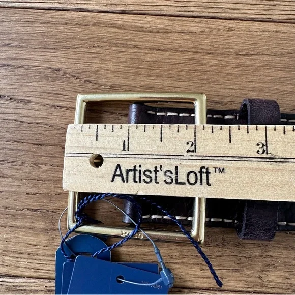 New Polo By Ralph Lauren Wide Brown Leather Belt Solid Brass Buckle XXS - Picture 11 of 11